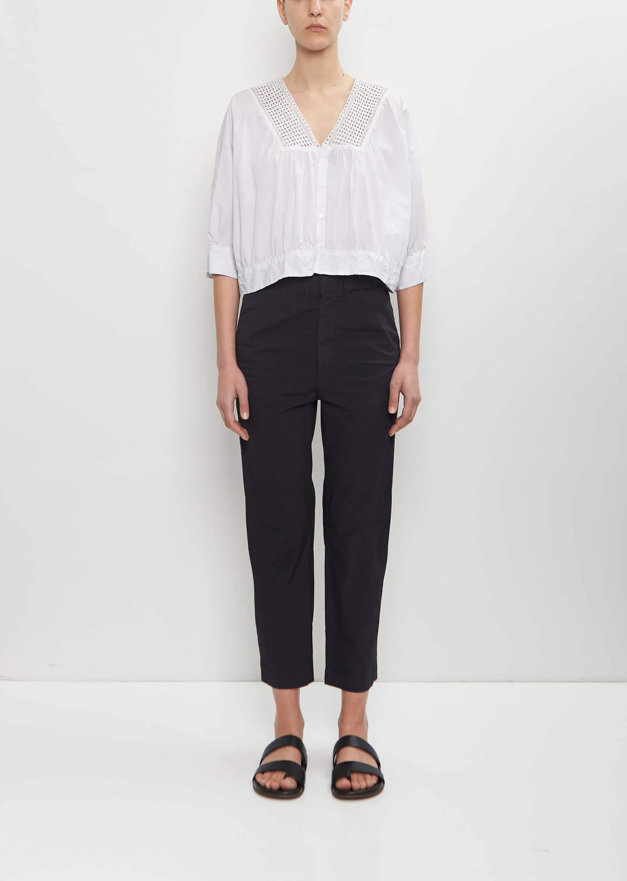 Cotton Blend Narrow Easy Trousers sold by La Garconne