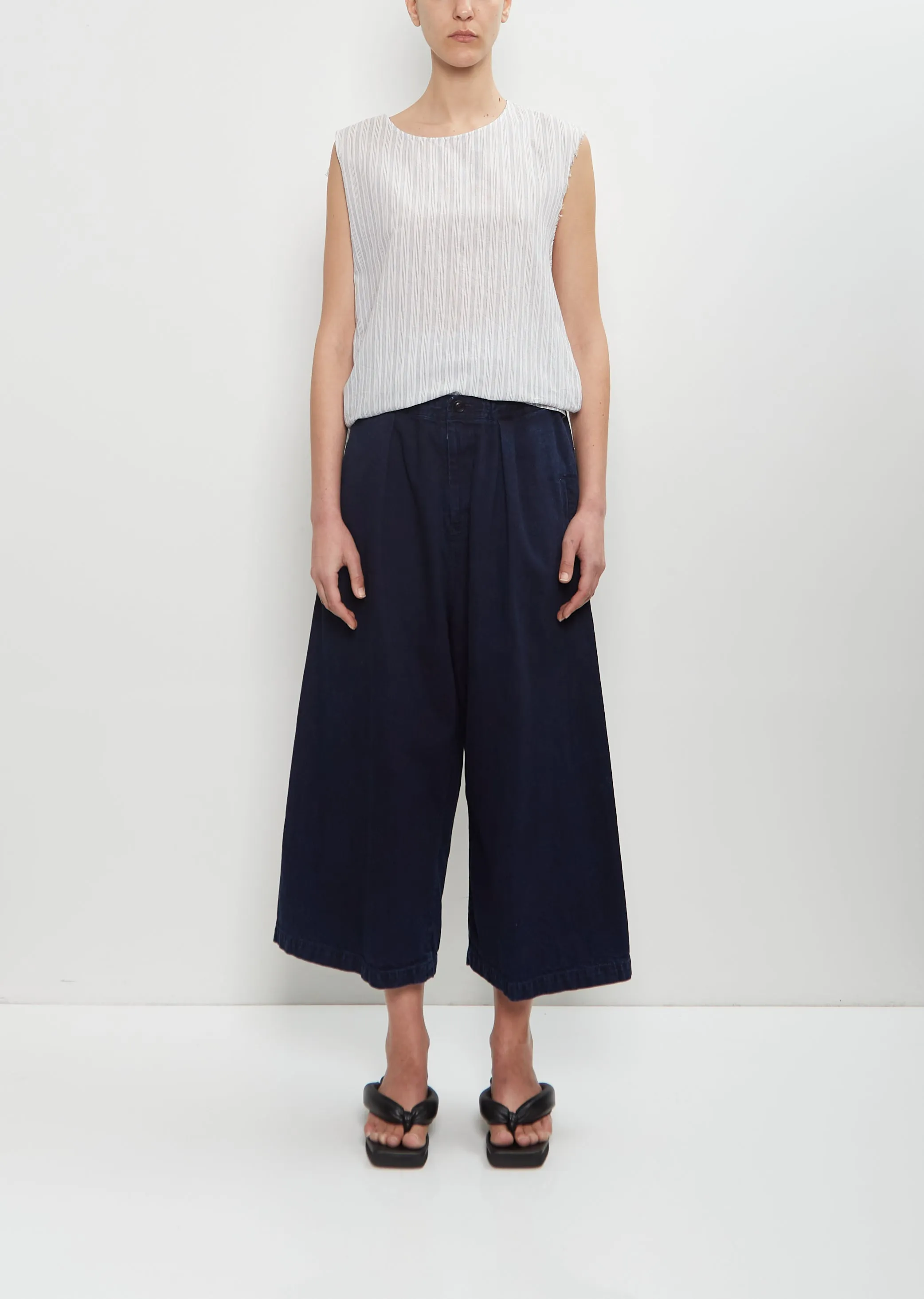 Cotton Front Tucked Wide Pant sold by La Garconne