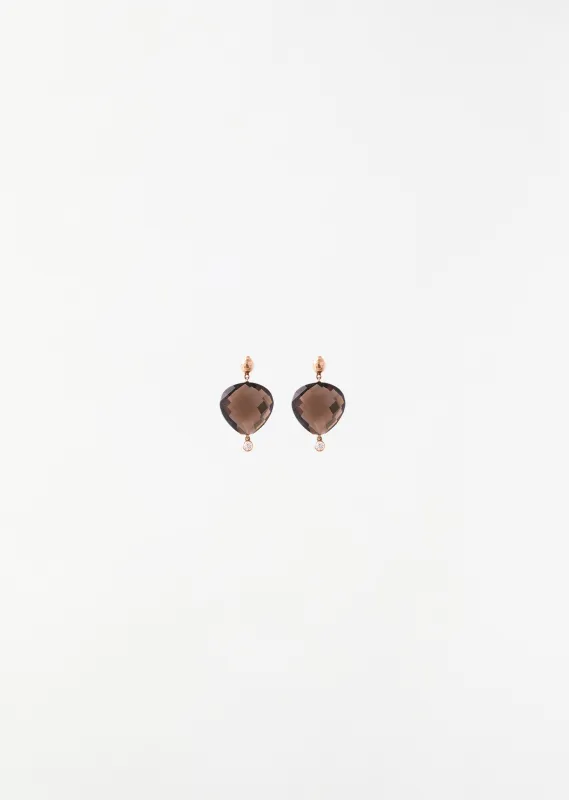 Smoky Quartz Earrings with Diamonds sold by La Garconne