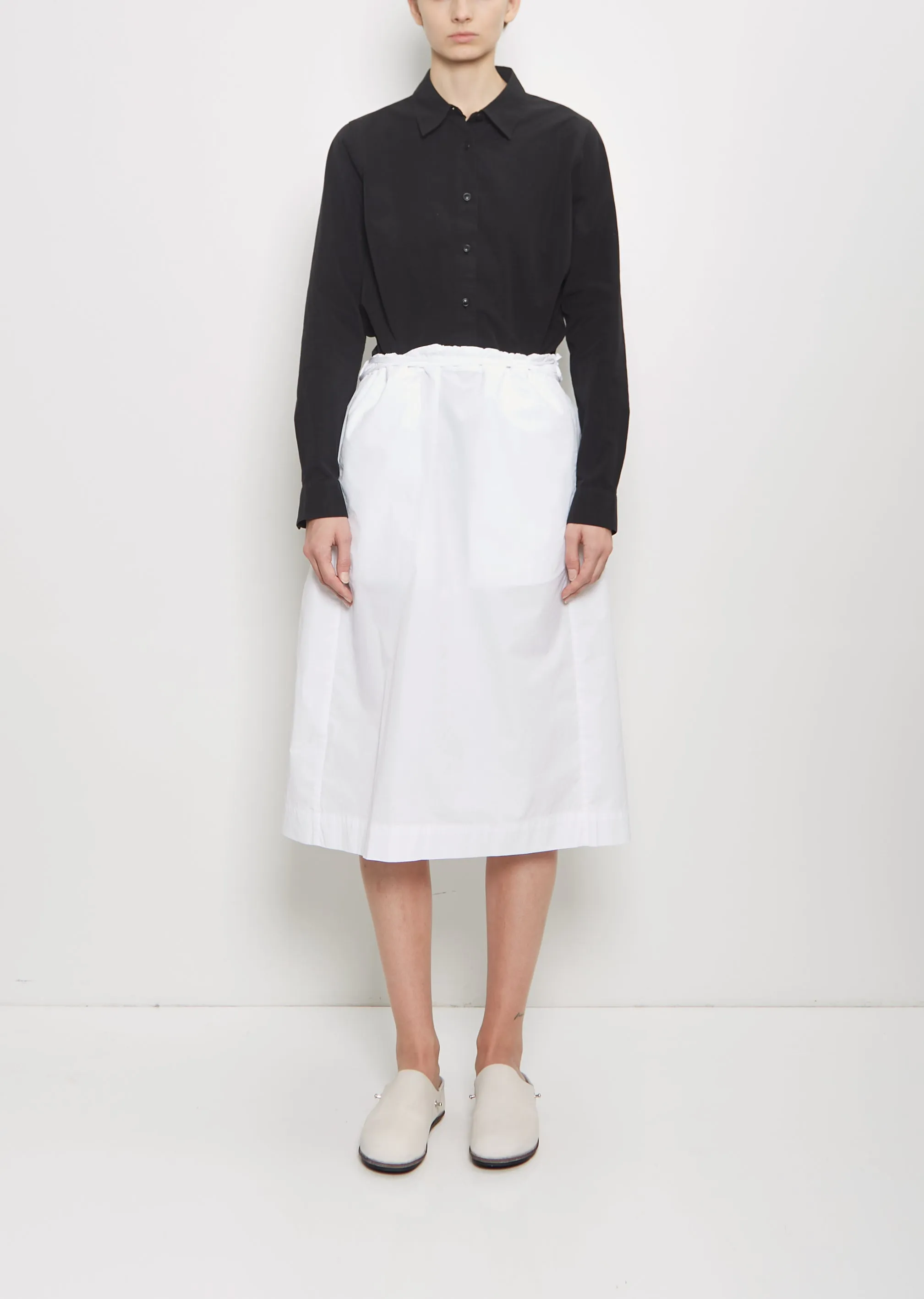 Square Cotton Blend Skirt — White sold by La Garconne
