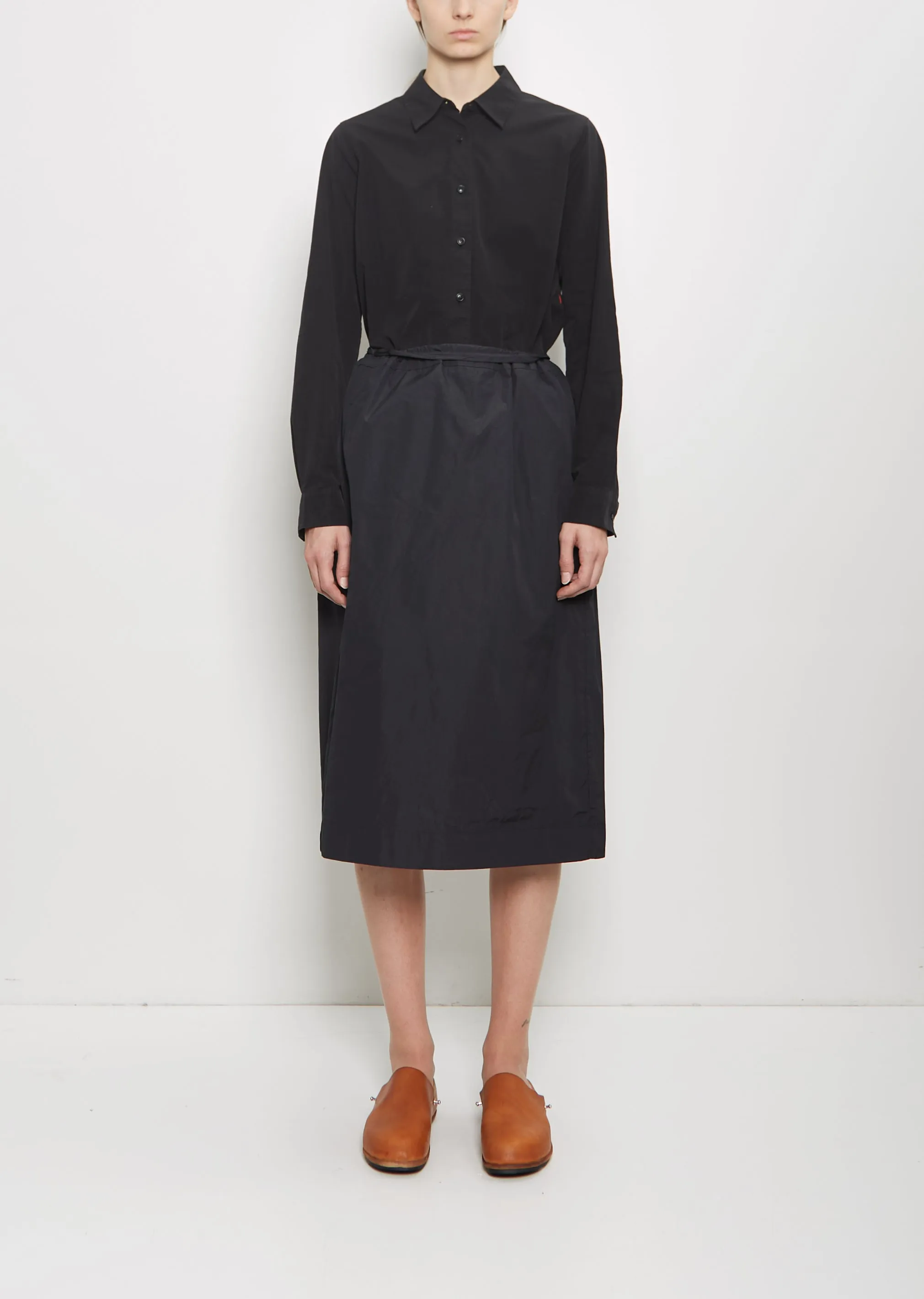 Square Cotton Blend Skirt — Black sold by La Garconne
