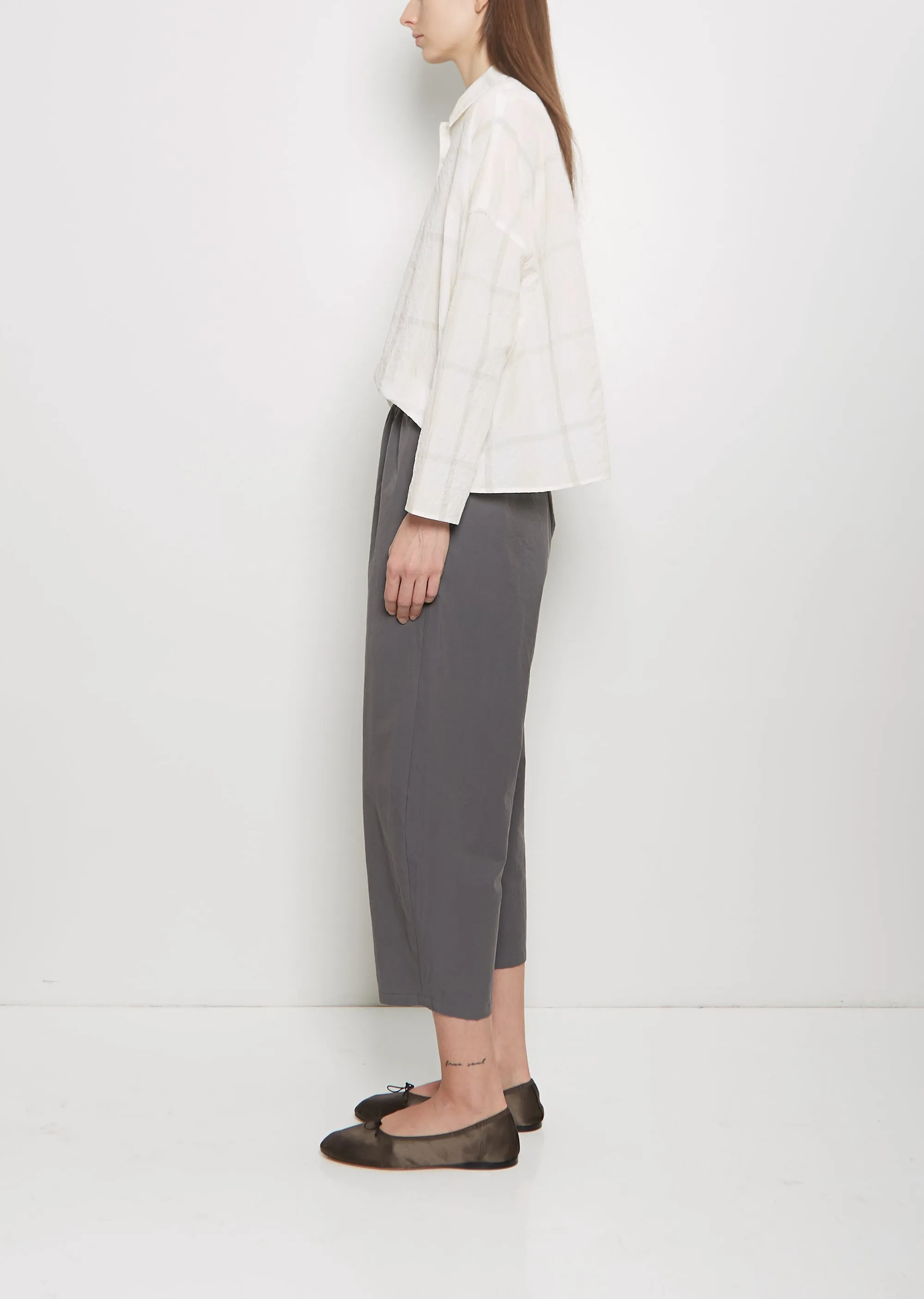 Cotton Gabardine Curved Pull On Pant — Cement sold by La Garconne product image thumbnail 2