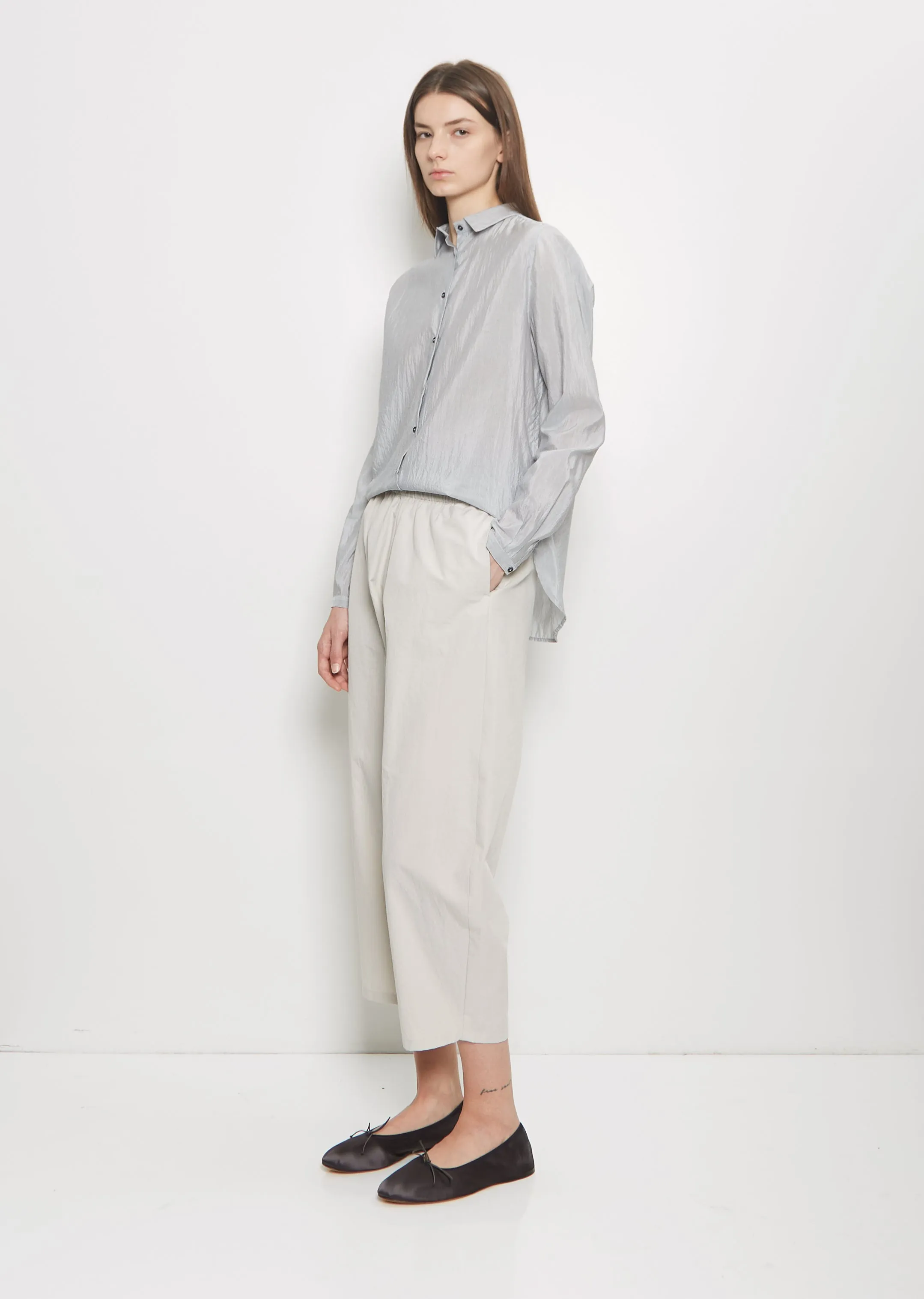 Cotton Gabardine Curved Pull On Pant — Chalk sold by La Garconne product image thumbnail 4