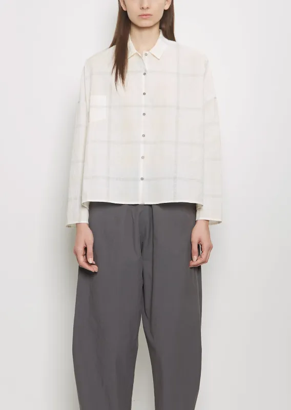 Cotton Tartan Mini Collar Shirt — Milk sold by La Garconne