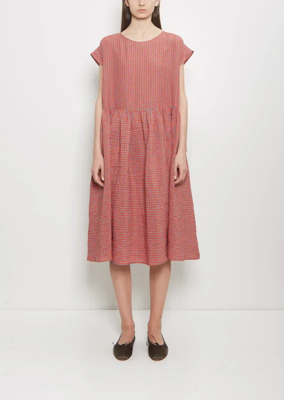 Linen Vichy Pleated Dress — Sky Poppy sold by La Garconne