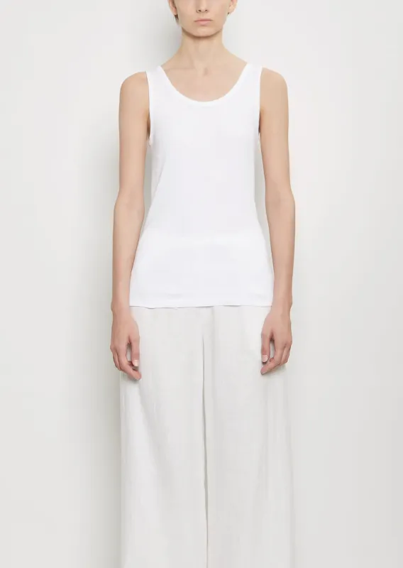 Ribbed Cotton Tank Top — White sold by La Garconne