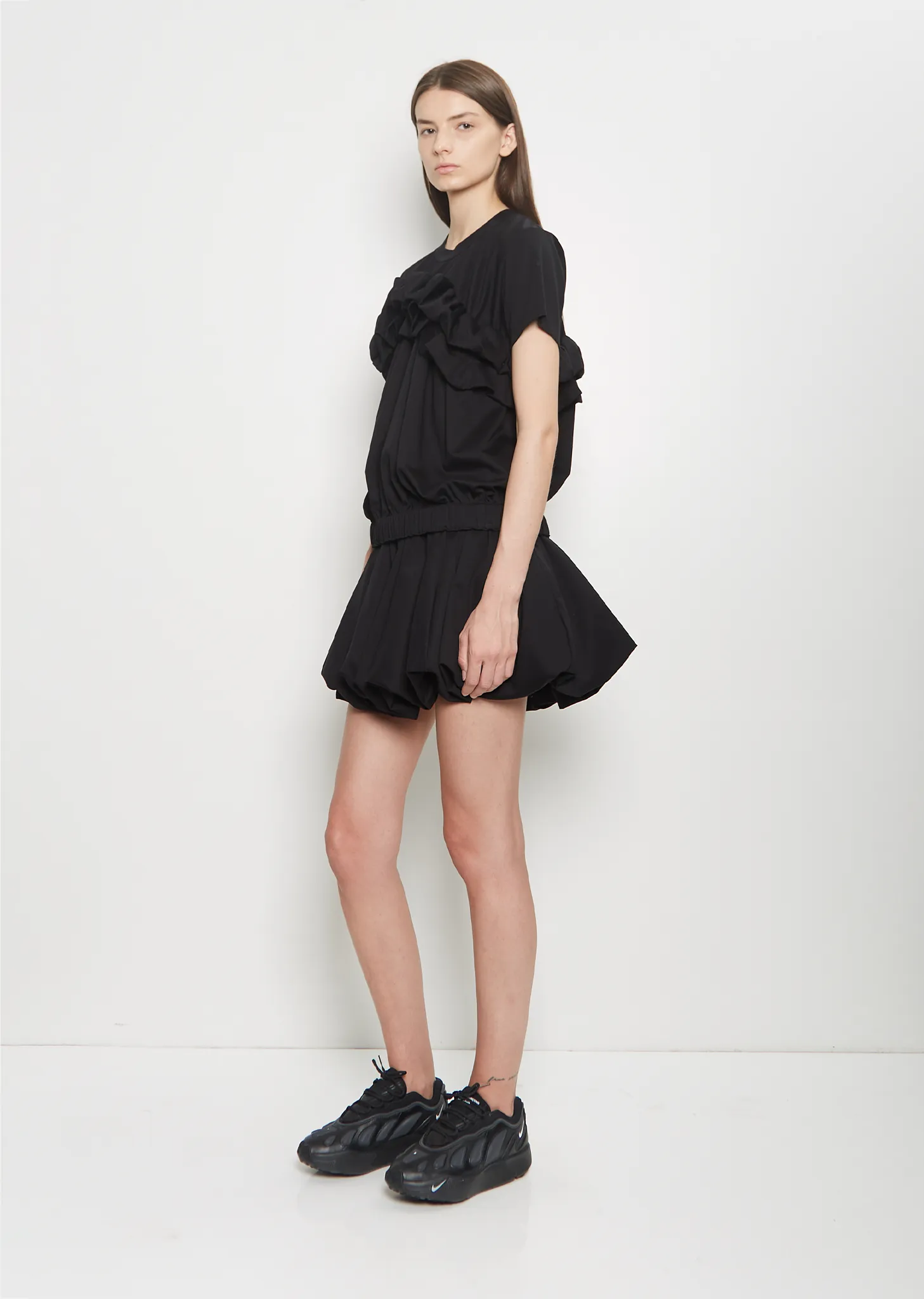 Cotton Ponte Ruffle T-Shirt — Black sold by La Garconne product image thumbnail 4