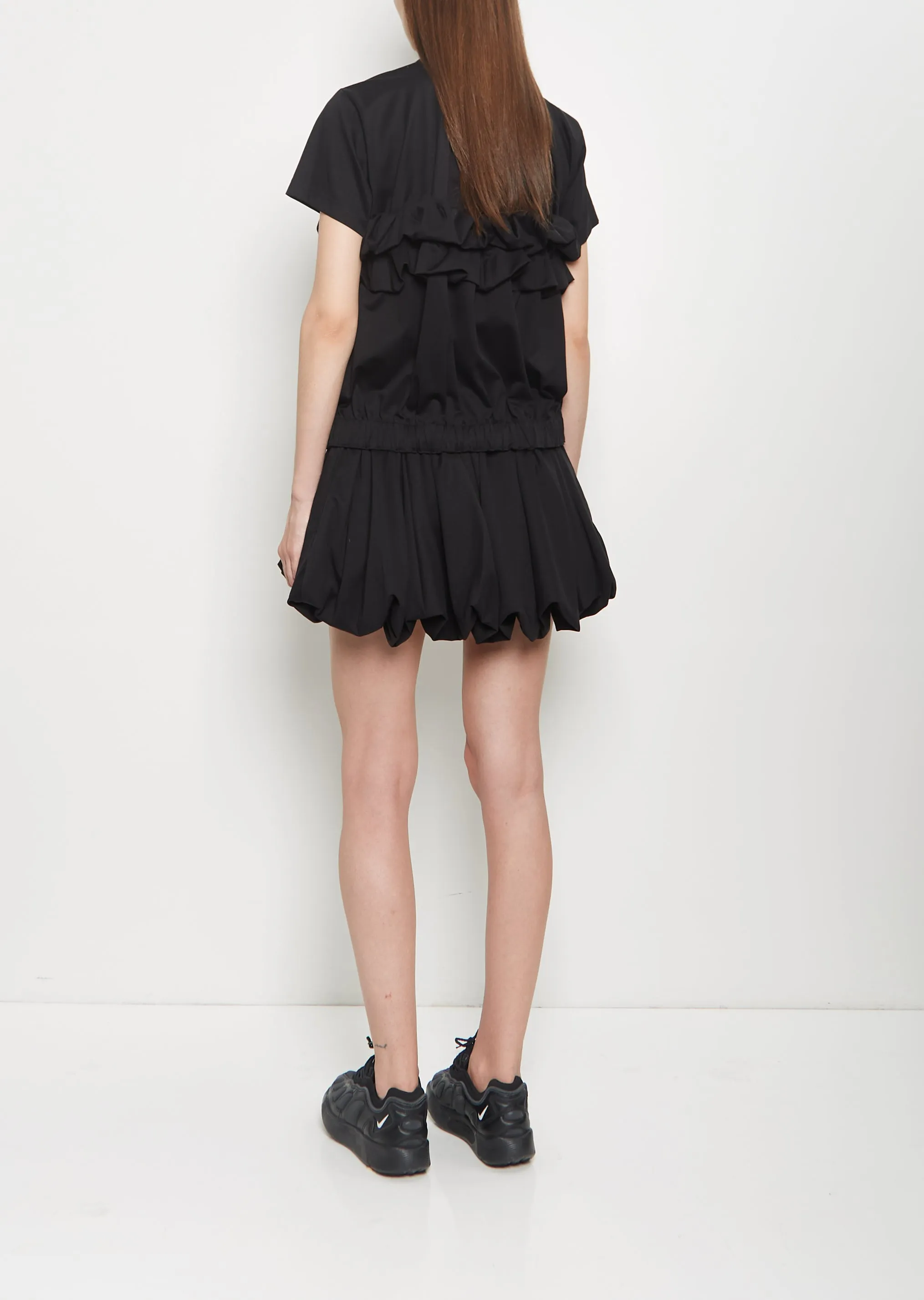 Cotton Ponte Ruffle T-Shirt — Black sold by La Garconne product image thumbnail 3
