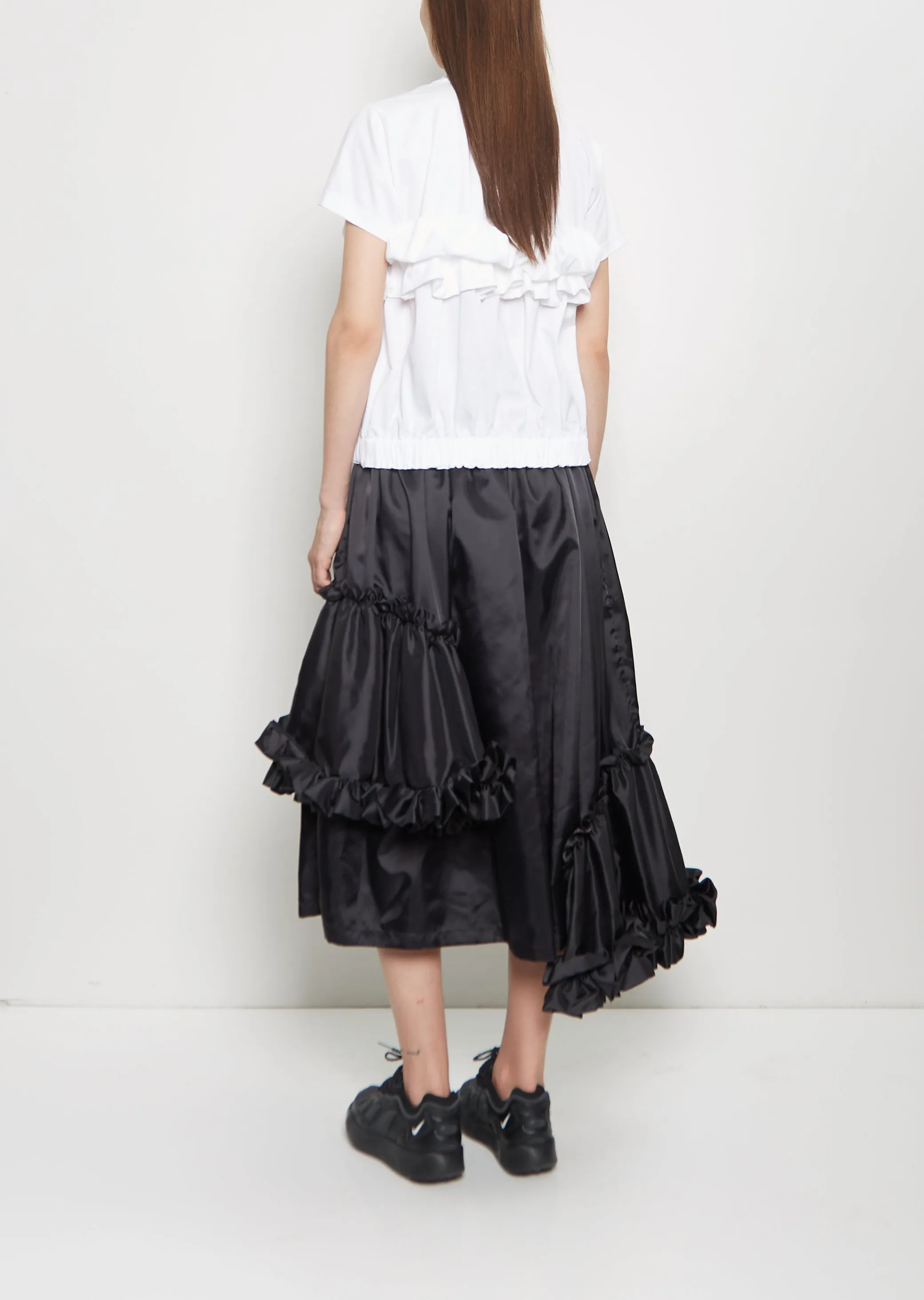 Cotton Ponte Ruffle T-Shirt — White sold by La Garconne product image thumbnail 3