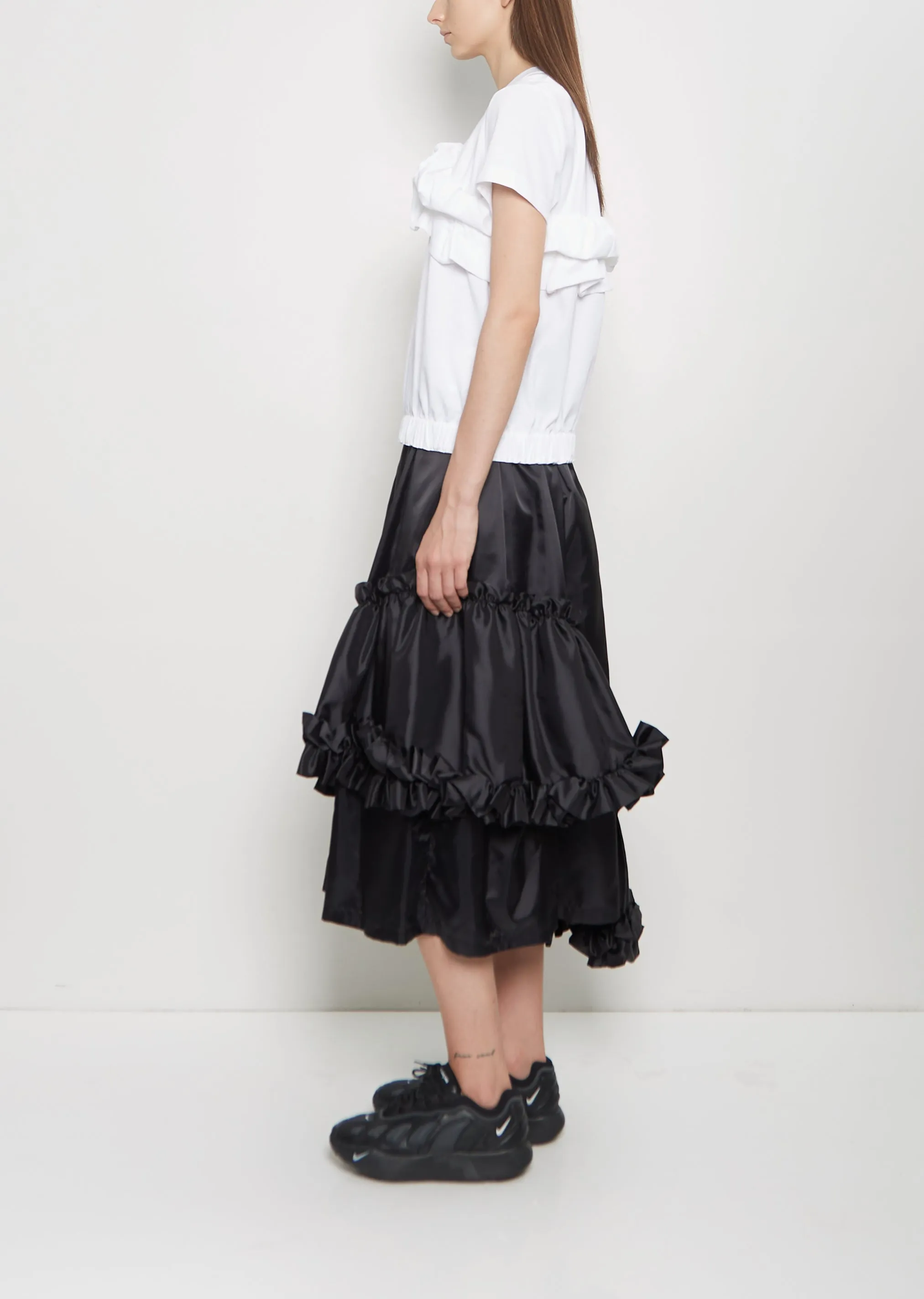 Cotton Ponte Ruffle T-Shirt — White sold by La Garconne product image thumbnail 2