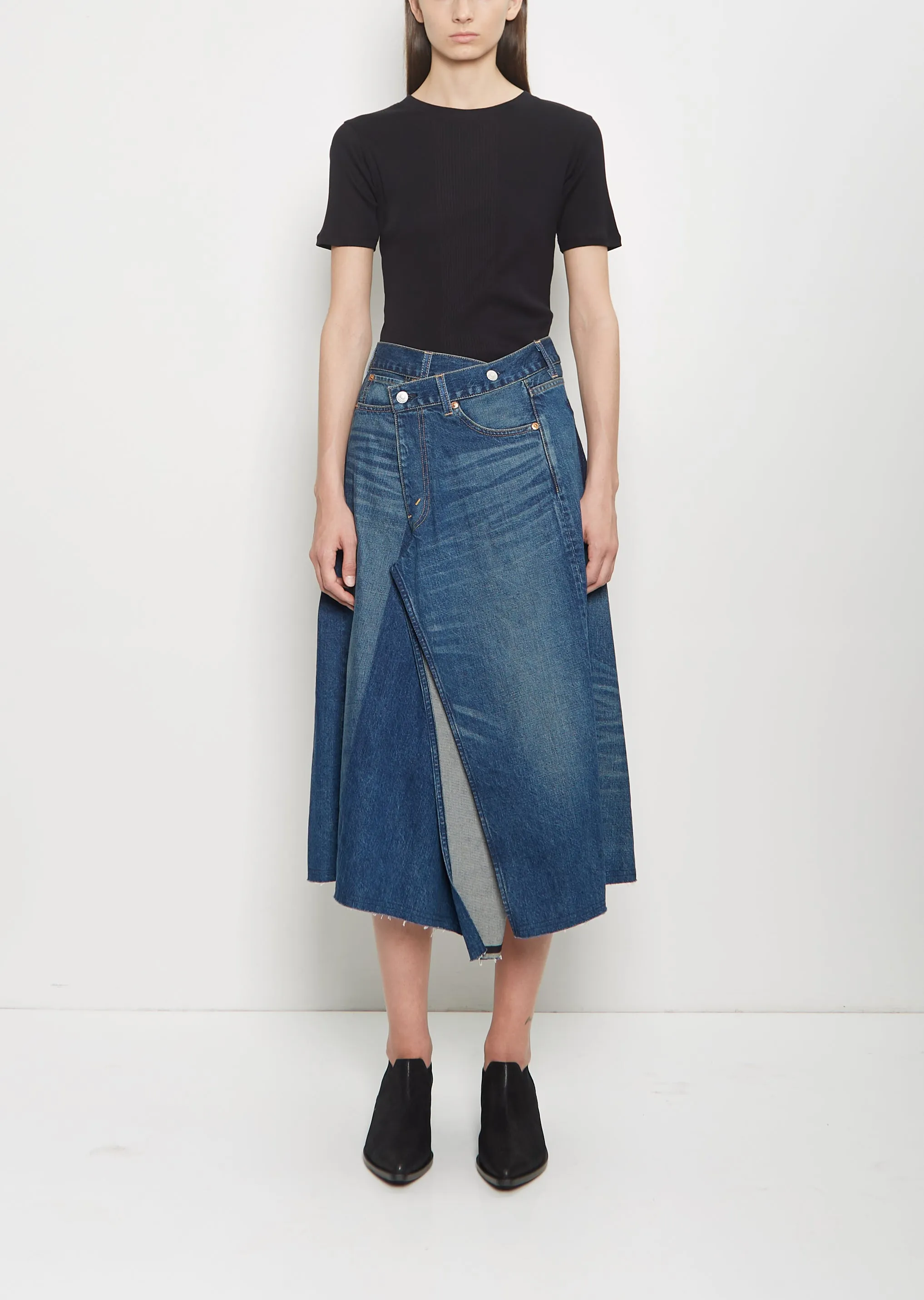 Levi's Denim Paneled Midi Skirt sold by La Garconne