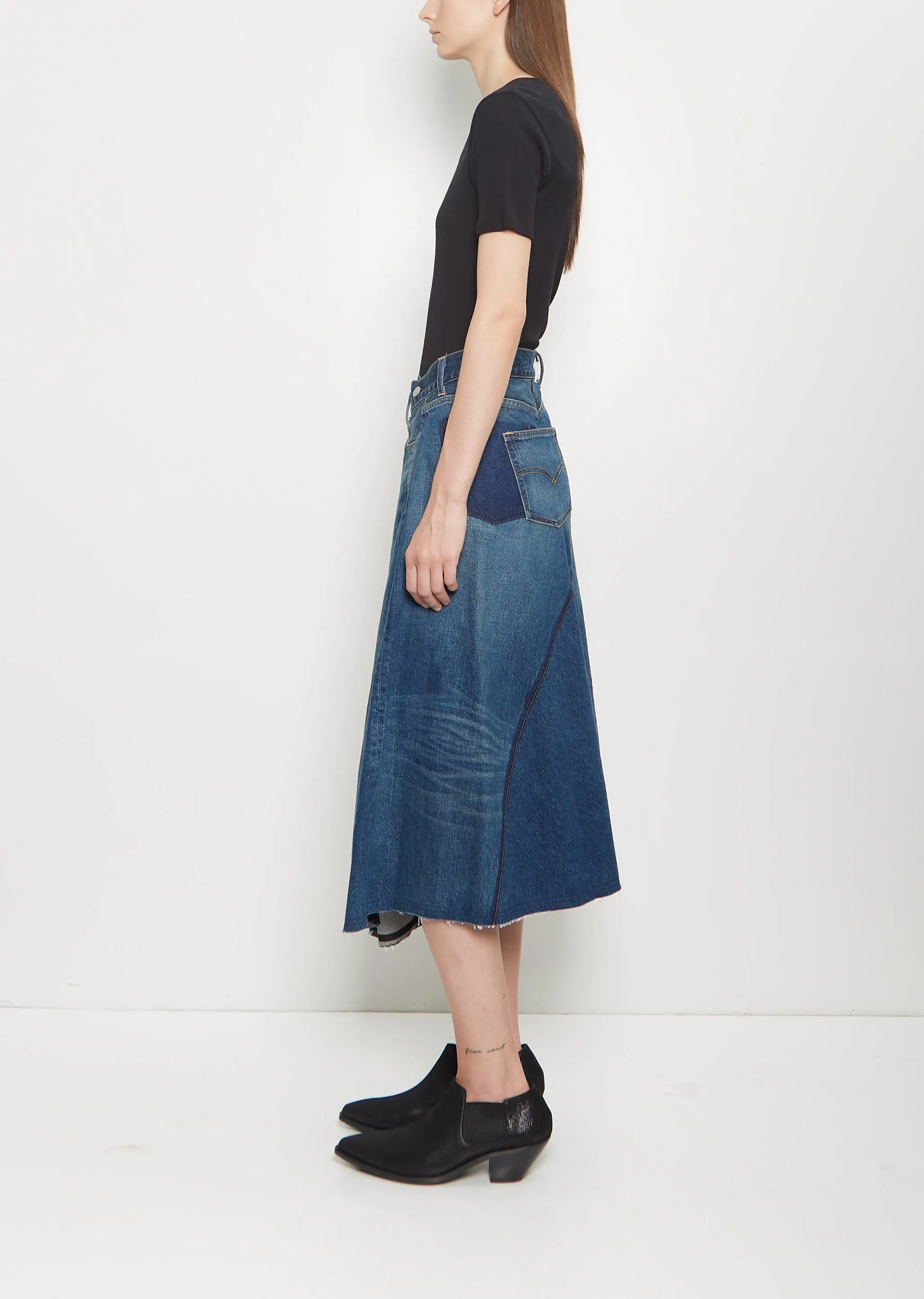Levi's Denim Paneled Midi Skirt sold by La Garconne product image thumbnail 2