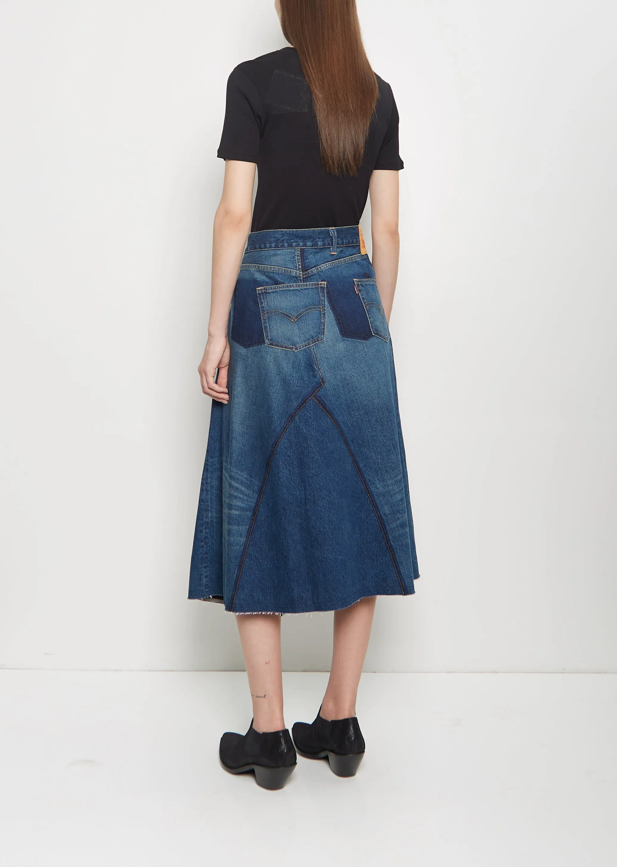 Levi's Denim Paneled Midi Skirt sold by La Garconne product image thumbnail 3