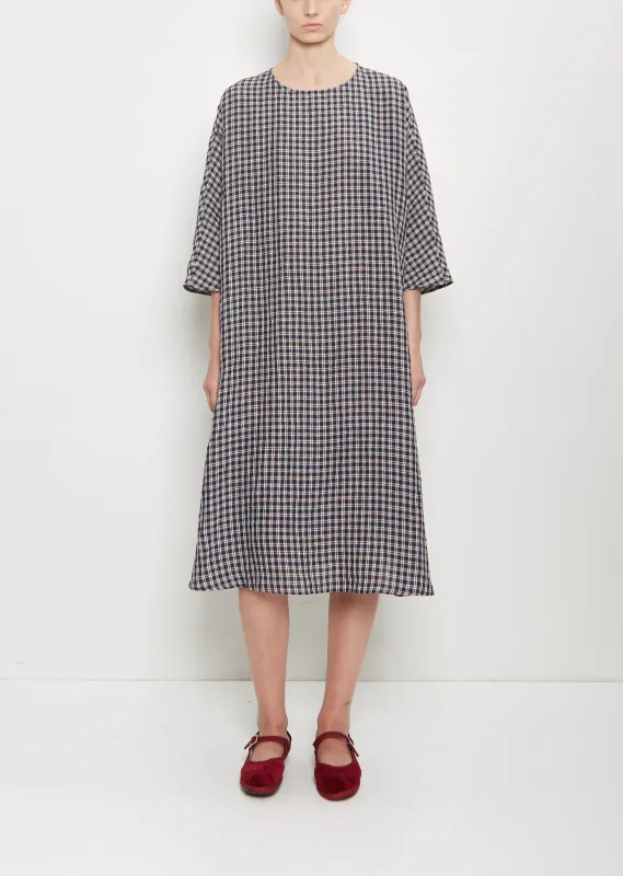Linen Tartan Loose Dress sold by La Garconne
