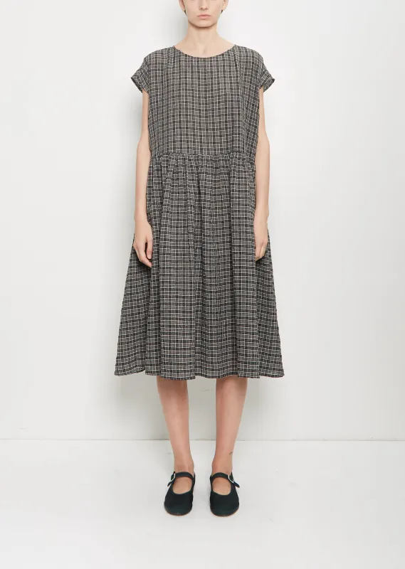 Linen Tartan Pleated Waist Dress sold by La Garconne