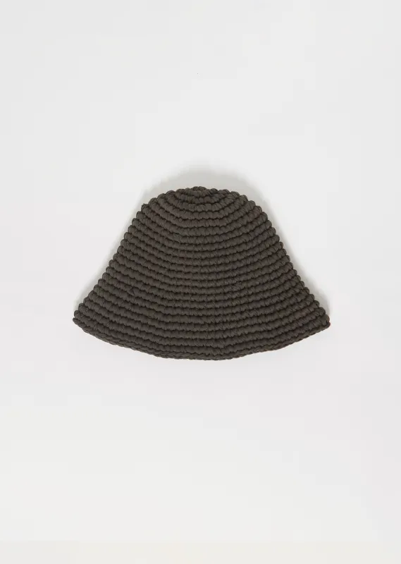 Pima Cotton Crochet Jersey Hat — Washed Black sold by La Garconne
