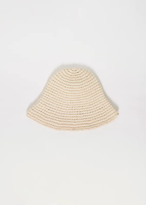 Pima Cotton Crochet Jersey Hat — Washed Ivory sold by La Garconne