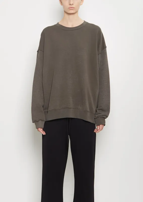 Pima Cotton Terry Crewneck — Washed Black made by Lauren Manoogian