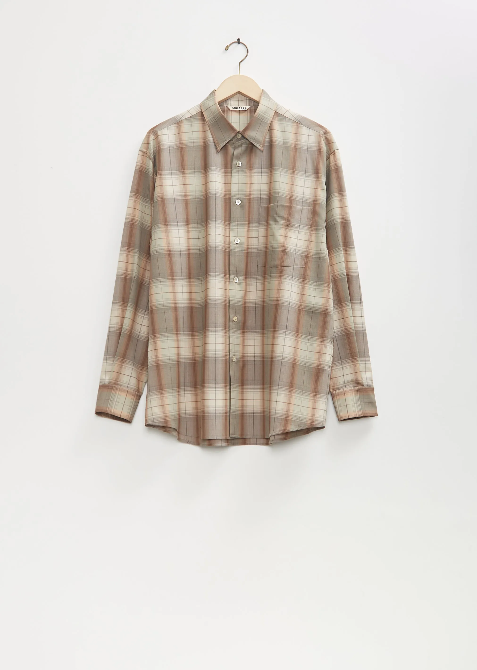 Super Light Wool Check Shirt — Gray Brown Check sold by La Garconne