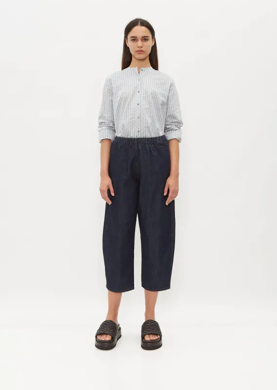Cropped Balloon Trousers — Indigo sold by La Garconne