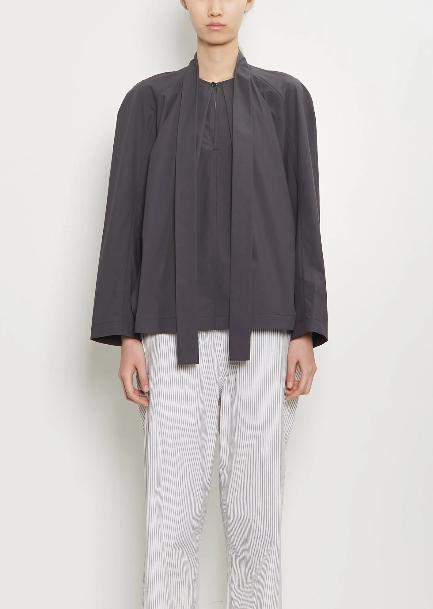 Ascot Cotton Blouse — Charcoal sold by La Garconne
