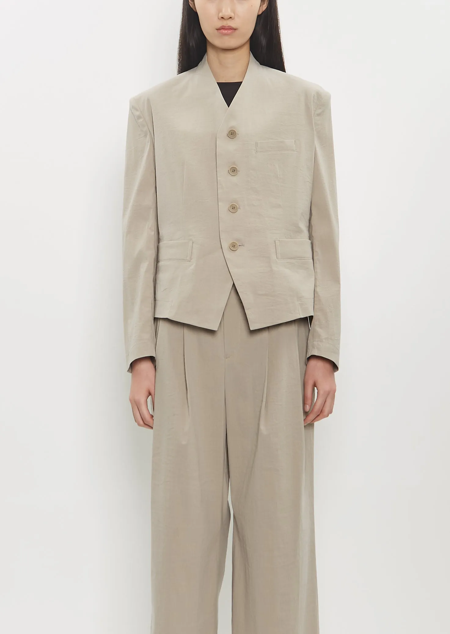 Washi Paper Ensemble U Jacket — Greige sold by La Garconne