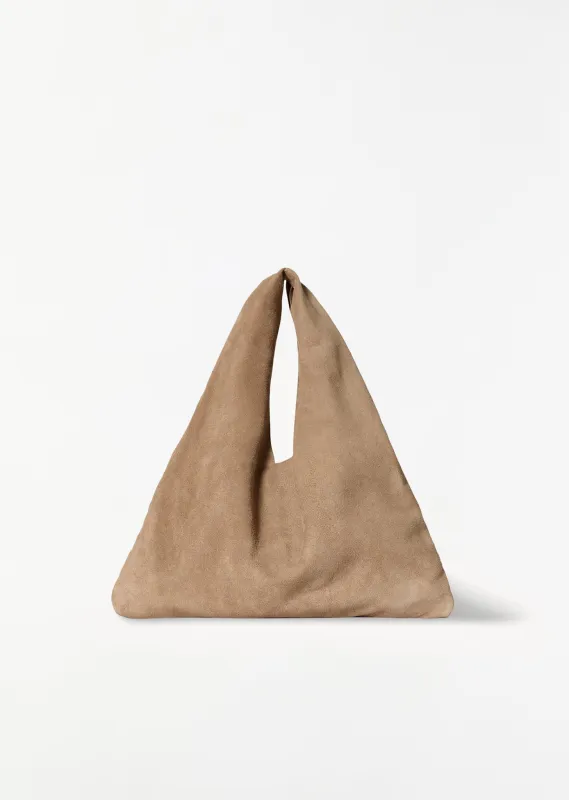 Small Suede Bindle — Beige Melange sold by La Garconne