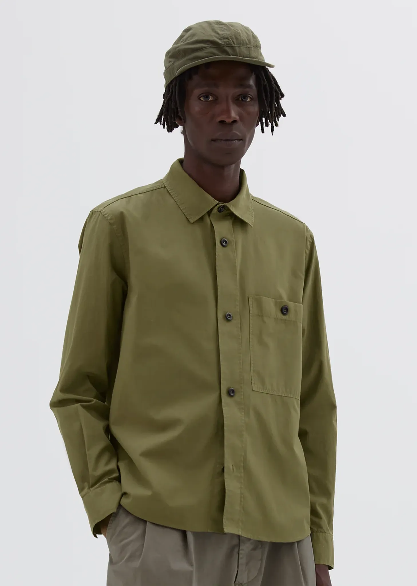 Organic Cotton Overall Shirt — Khaki Green sold by La Garconne product image thumbnail 3