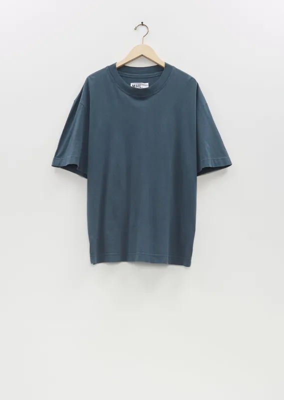 Organic Cotton Linen Simple T-Shirt — Mineral Blue sold by La Garconne