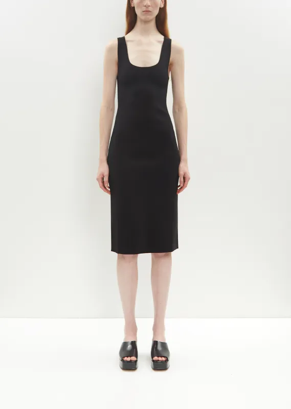 Compact Knit Short Tank Dress — Black sold by La Garconne