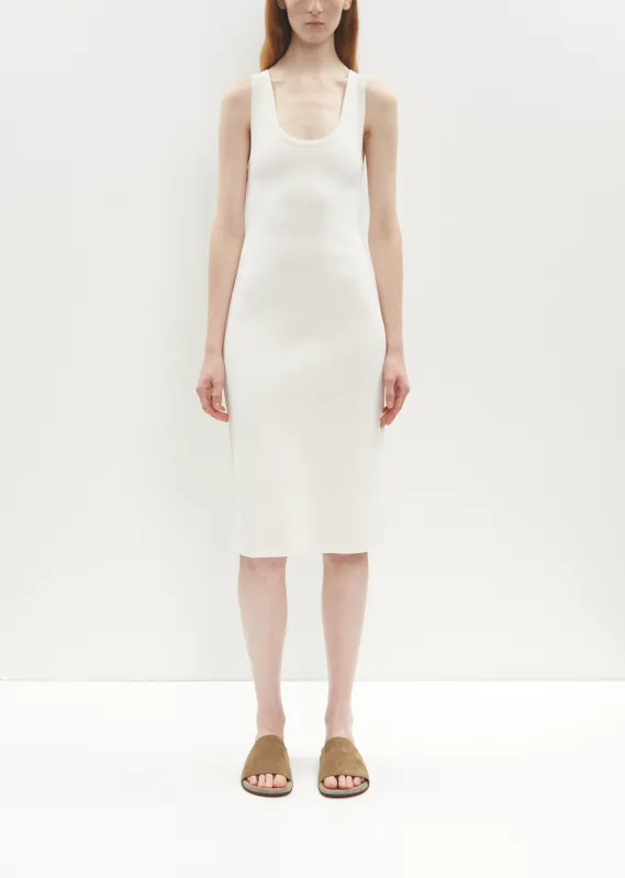Compact Knit Short Tank Dress — White sold by La Garconne
