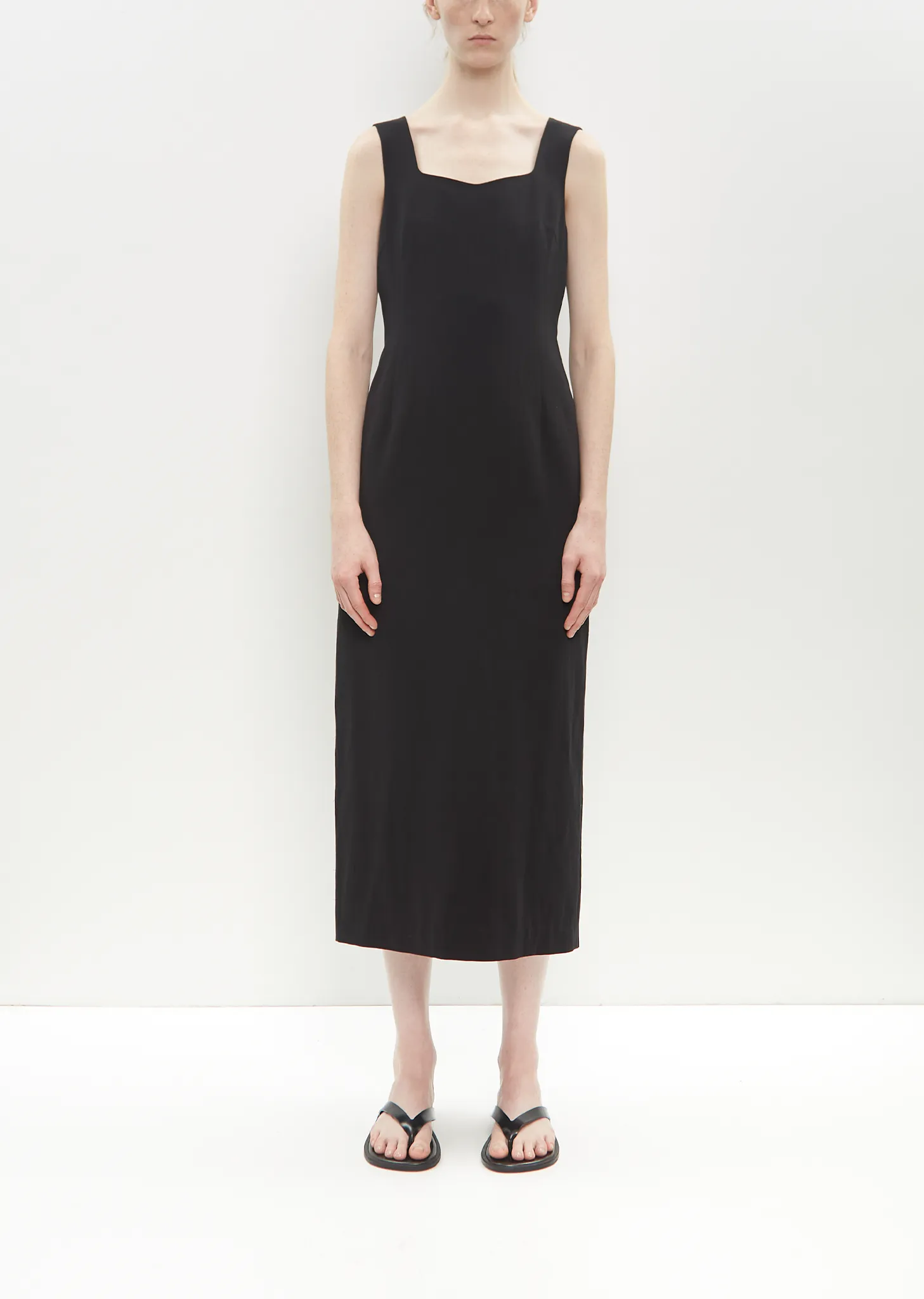 Cotton Linen Gabardine Dress — Black sold by La Garconne