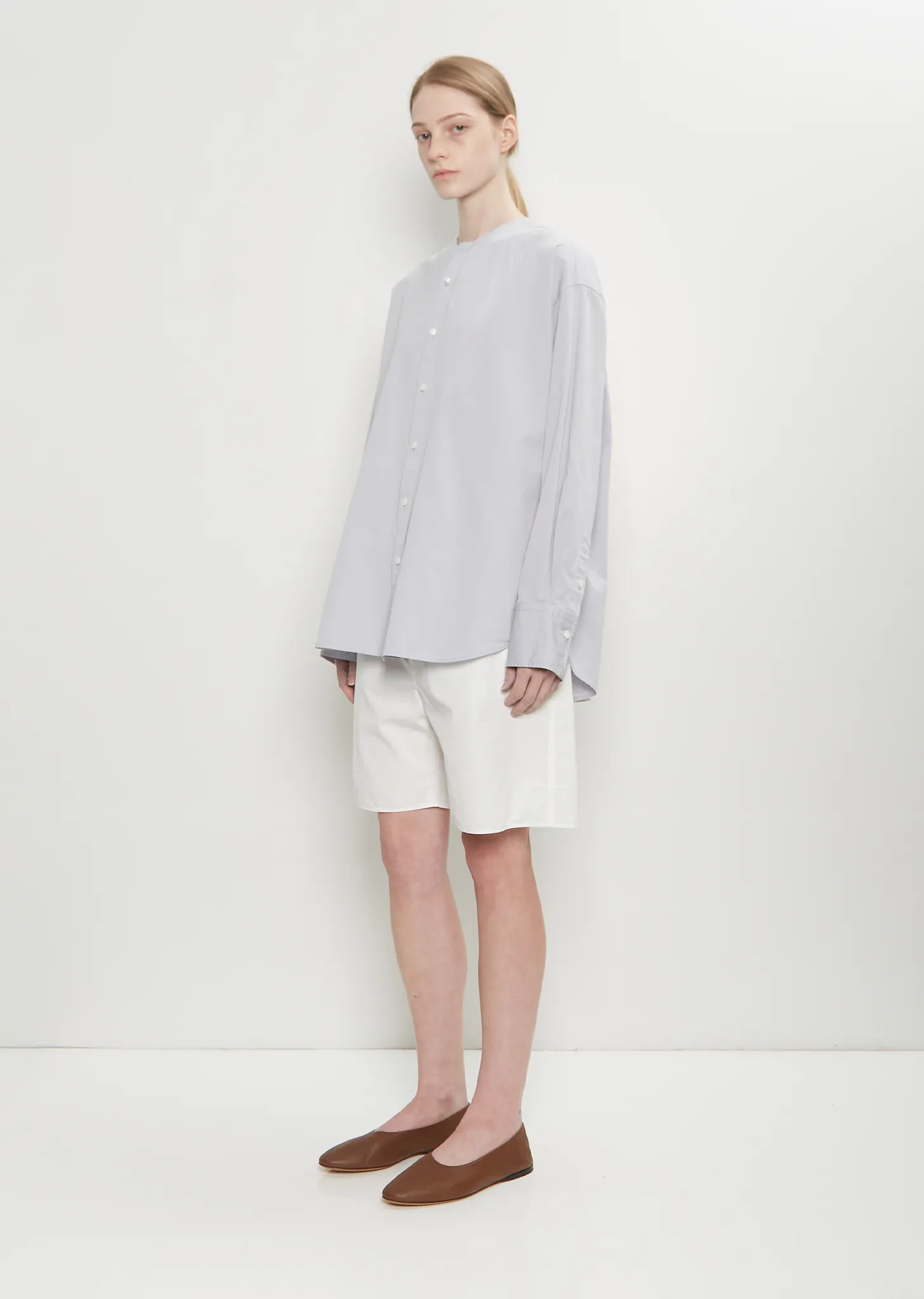 Collarless Button Up Shirt sold by La Garconne product image thumbnail 4