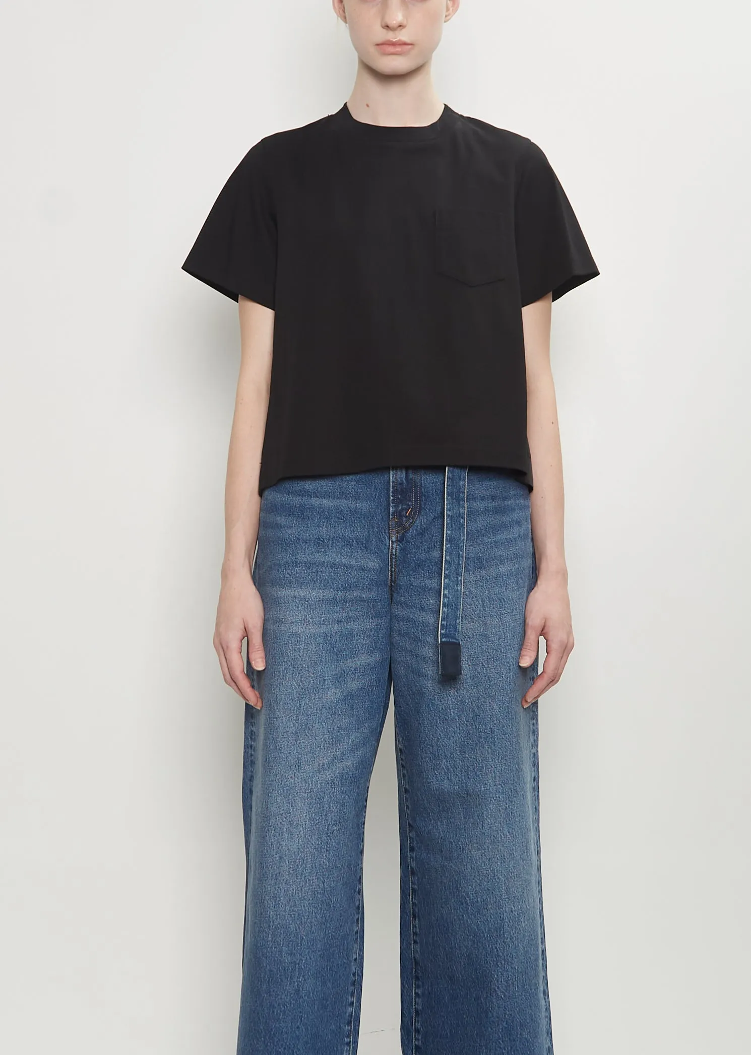 Nylon Twill x Cotton Jersey T-Shirt — Black sold by La Garconne