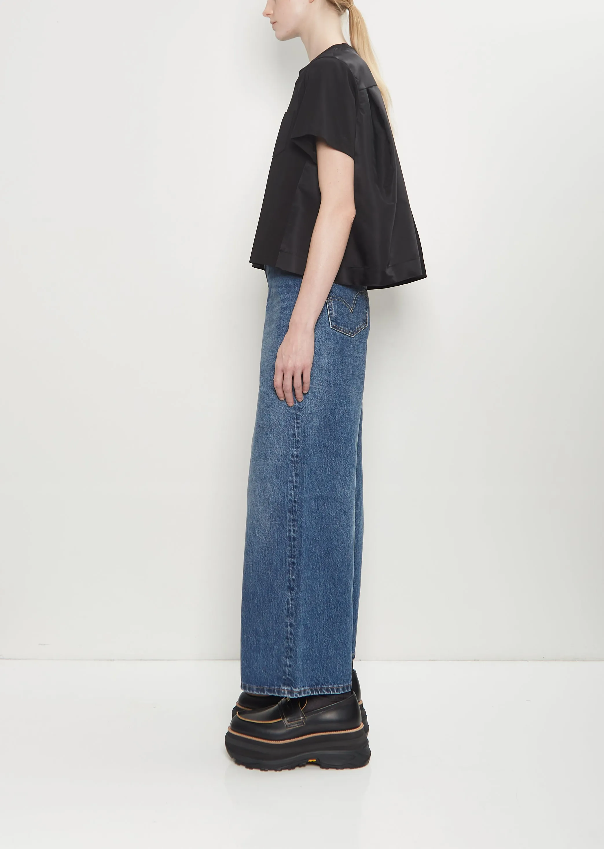 Nylon Twill x Cotton Jersey T-Shirt — Black sold by La Garconne product image thumbnail 2