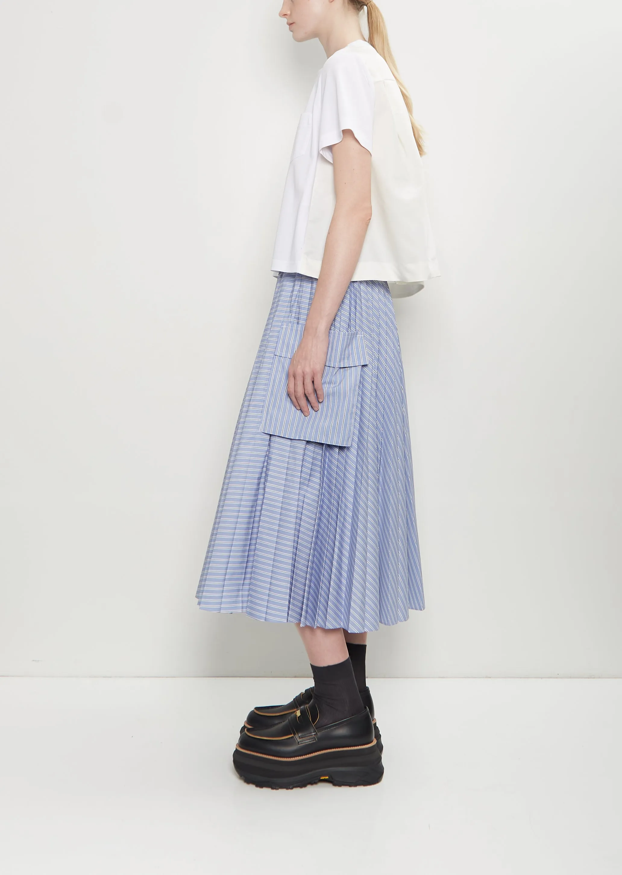 Nylon Twill x Cotton Jersey T-Shirt — White sold by La Garconne product image thumbnail 2