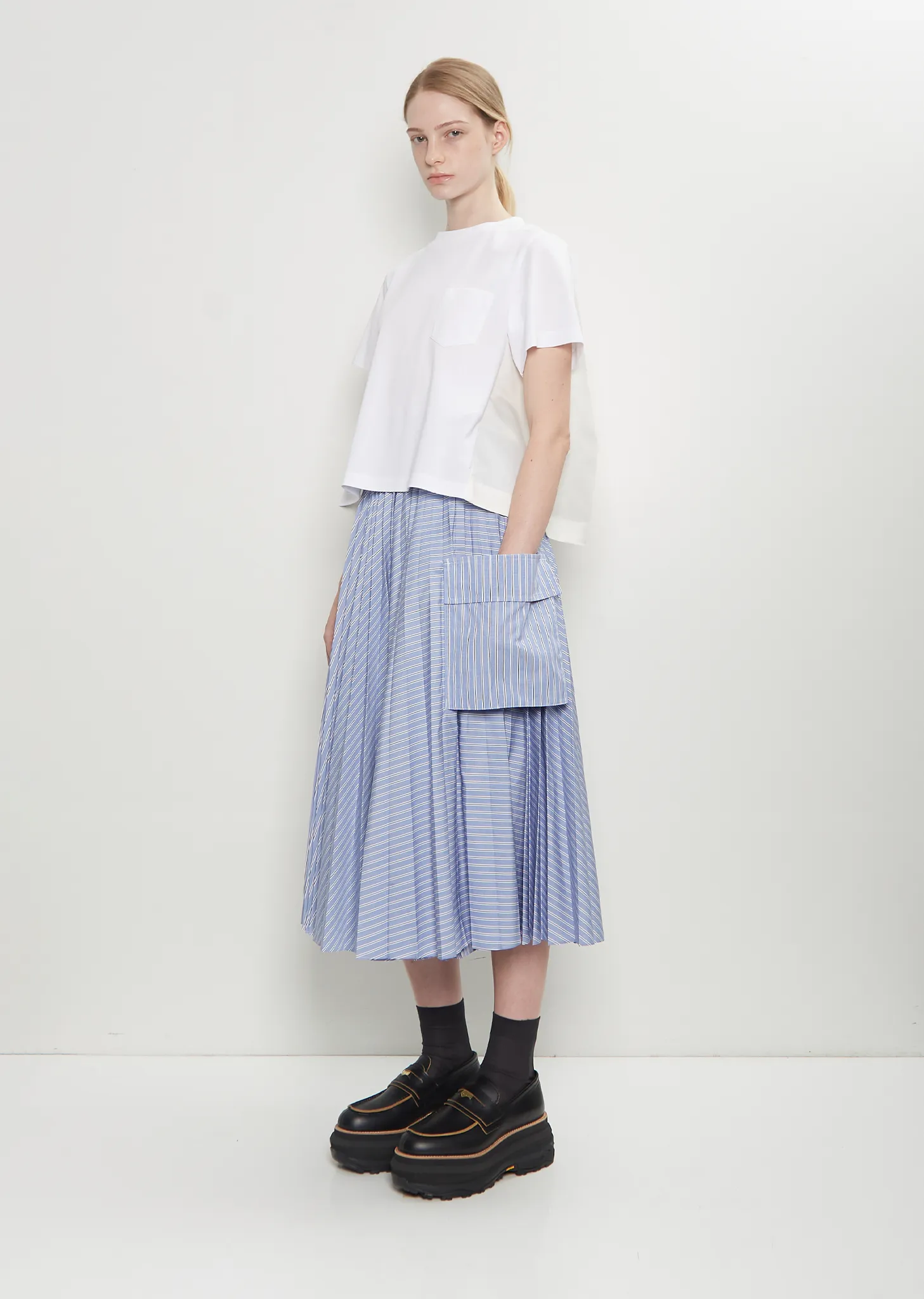 Nylon Twill x Cotton Jersey T-Shirt — White sold by La Garconne product image thumbnail 4