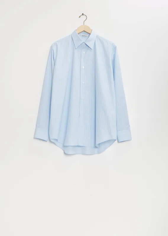 Suvin High Count Cloth Stripe Shirt — Light Blue Stripe sold by La Garconne
