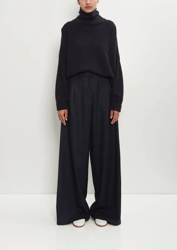 Wool Flannel Full Pants  — Midnight sold by La Garconne