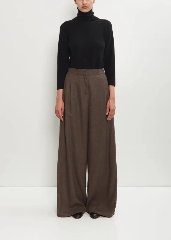 Wool Flannel Full Pants  — Dark Taupe sold by La Garconne