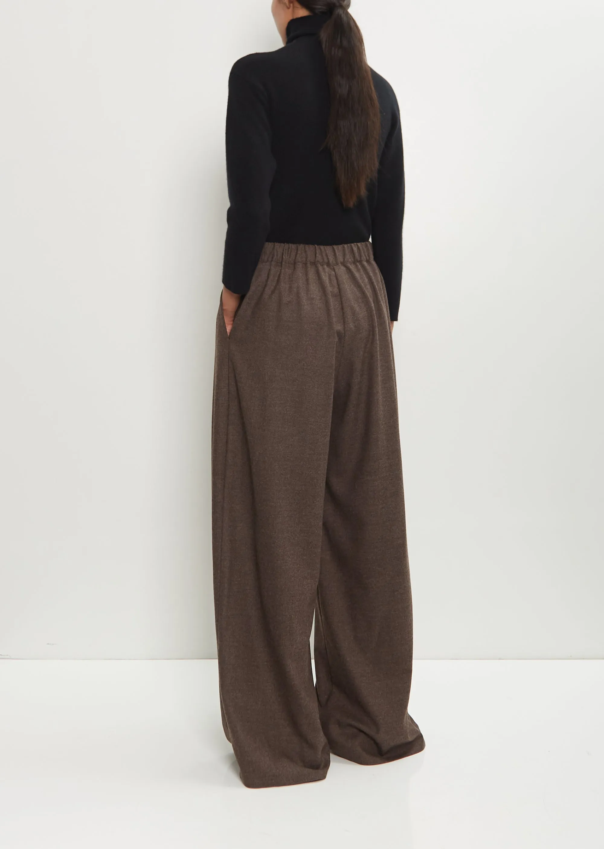 Wool Flannel Full Pants — Dark Taupe sold by La Garconne product image thumbnail 3