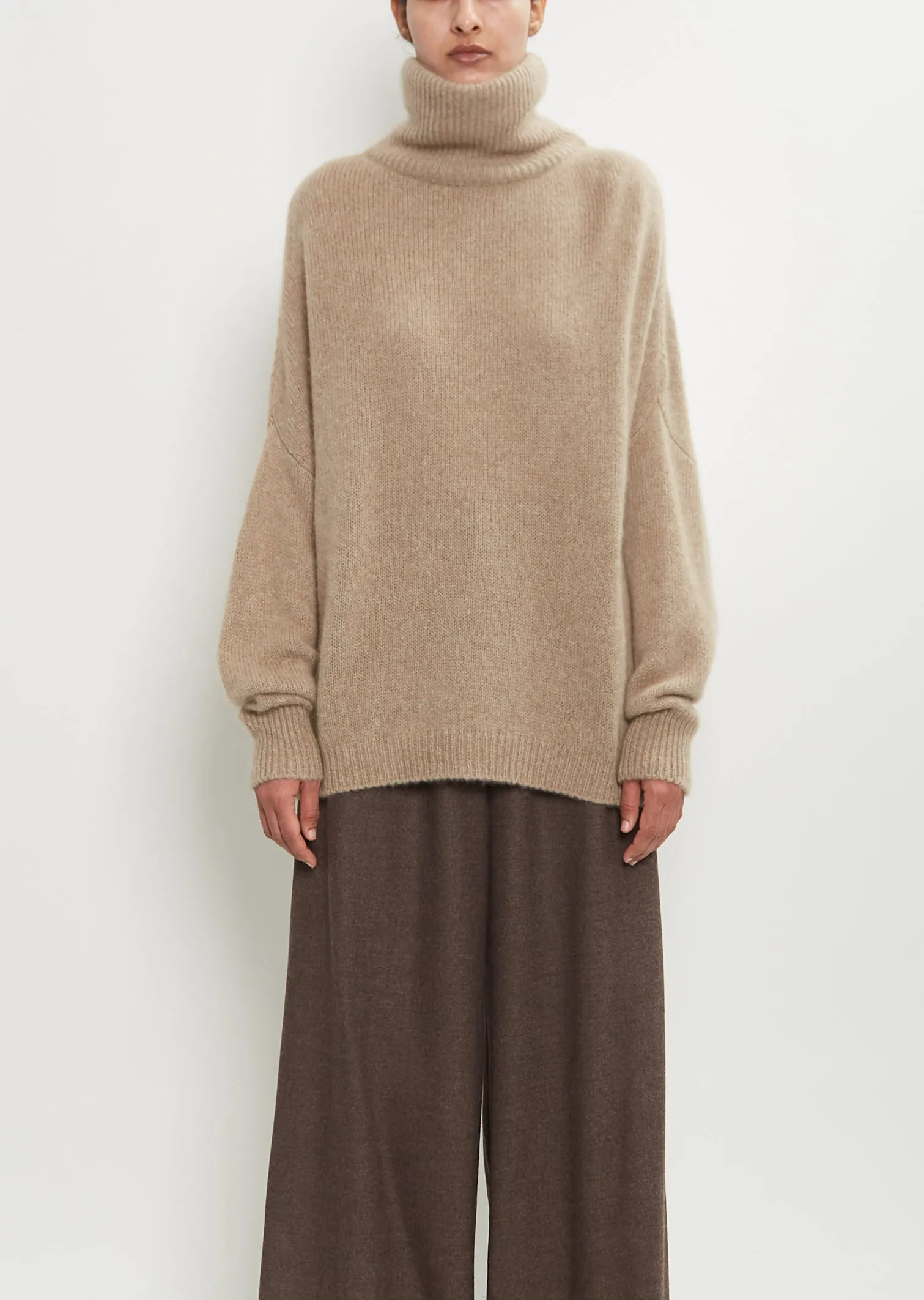 Cashmere Silk T-Neck Kimono Sleeve Sweater sold by La Garconne