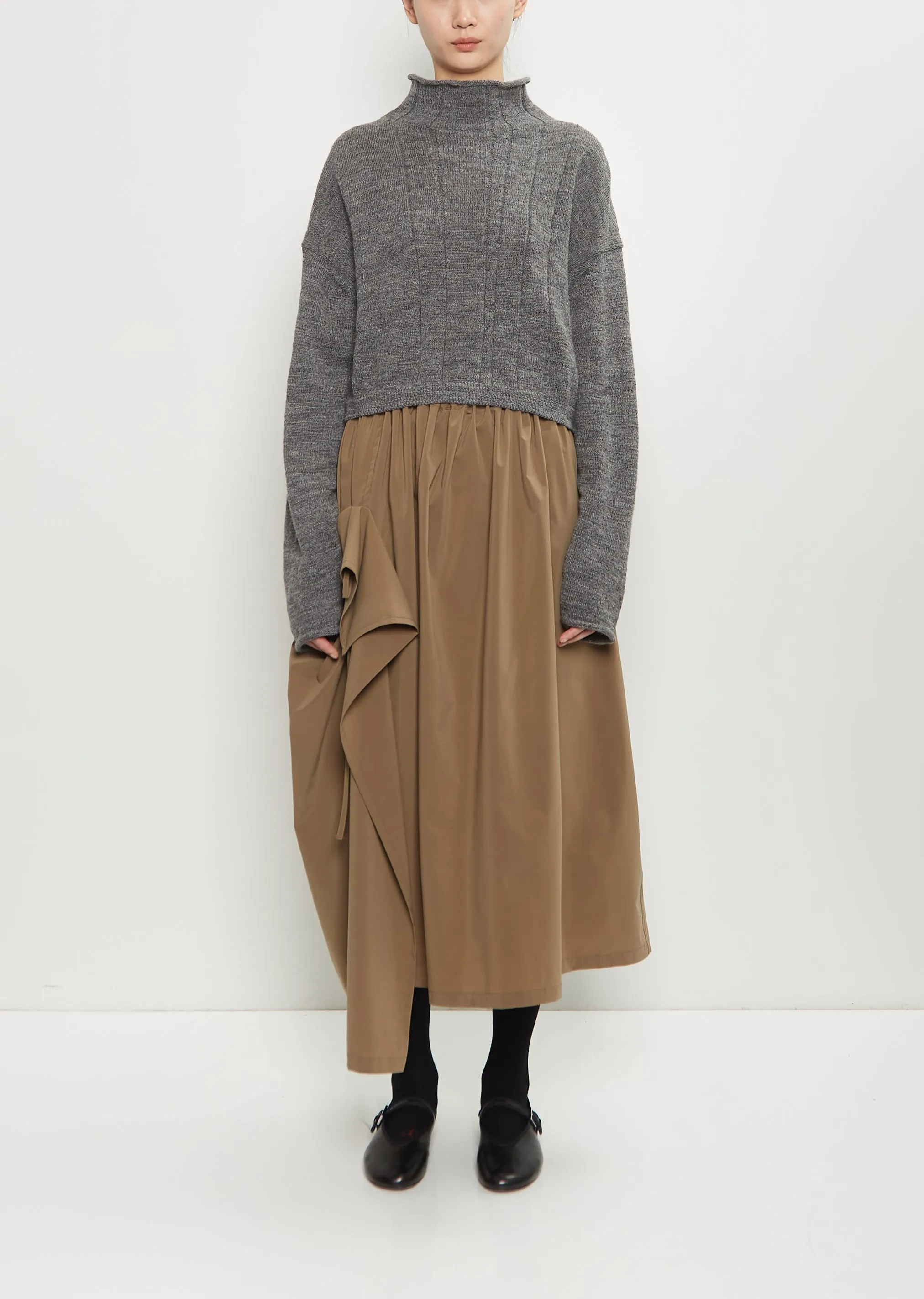 Twill Asymmetric Gathered Skirt sold by La Garconne