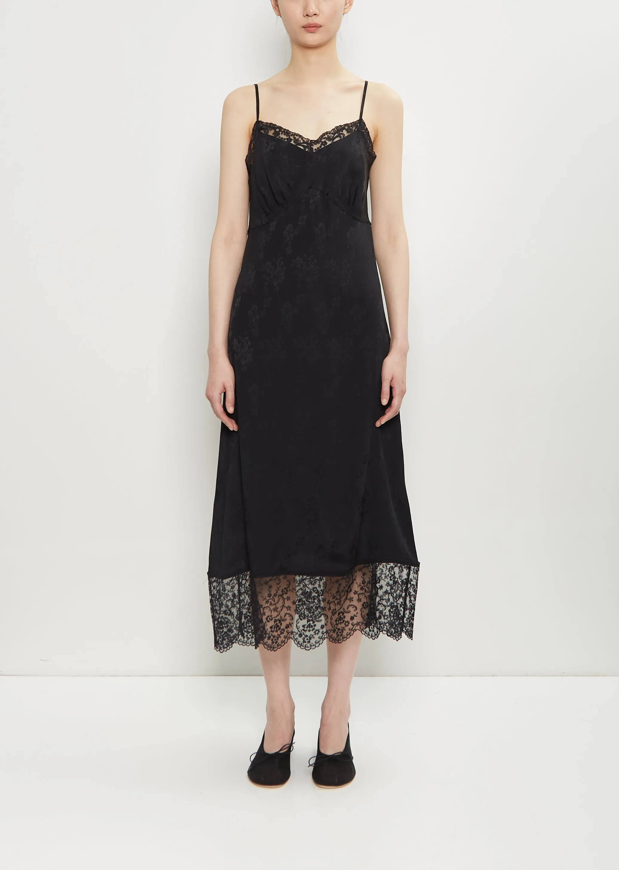 Brocade Lace Trim Slip Dress sold by La Garconne