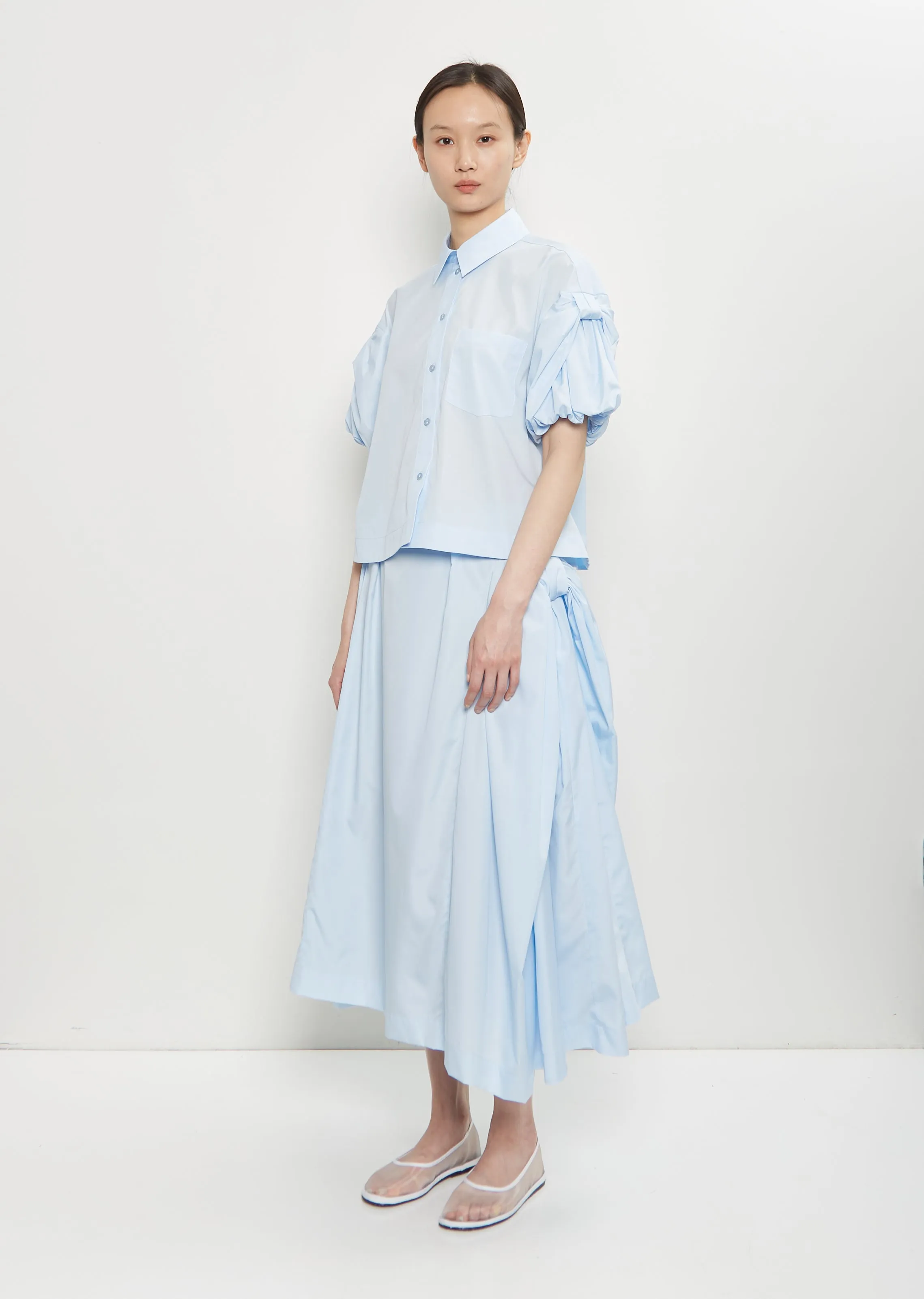 Cotton Bow Sleeve Cropped Shirt sold by La Garconne product image thumbnail 4