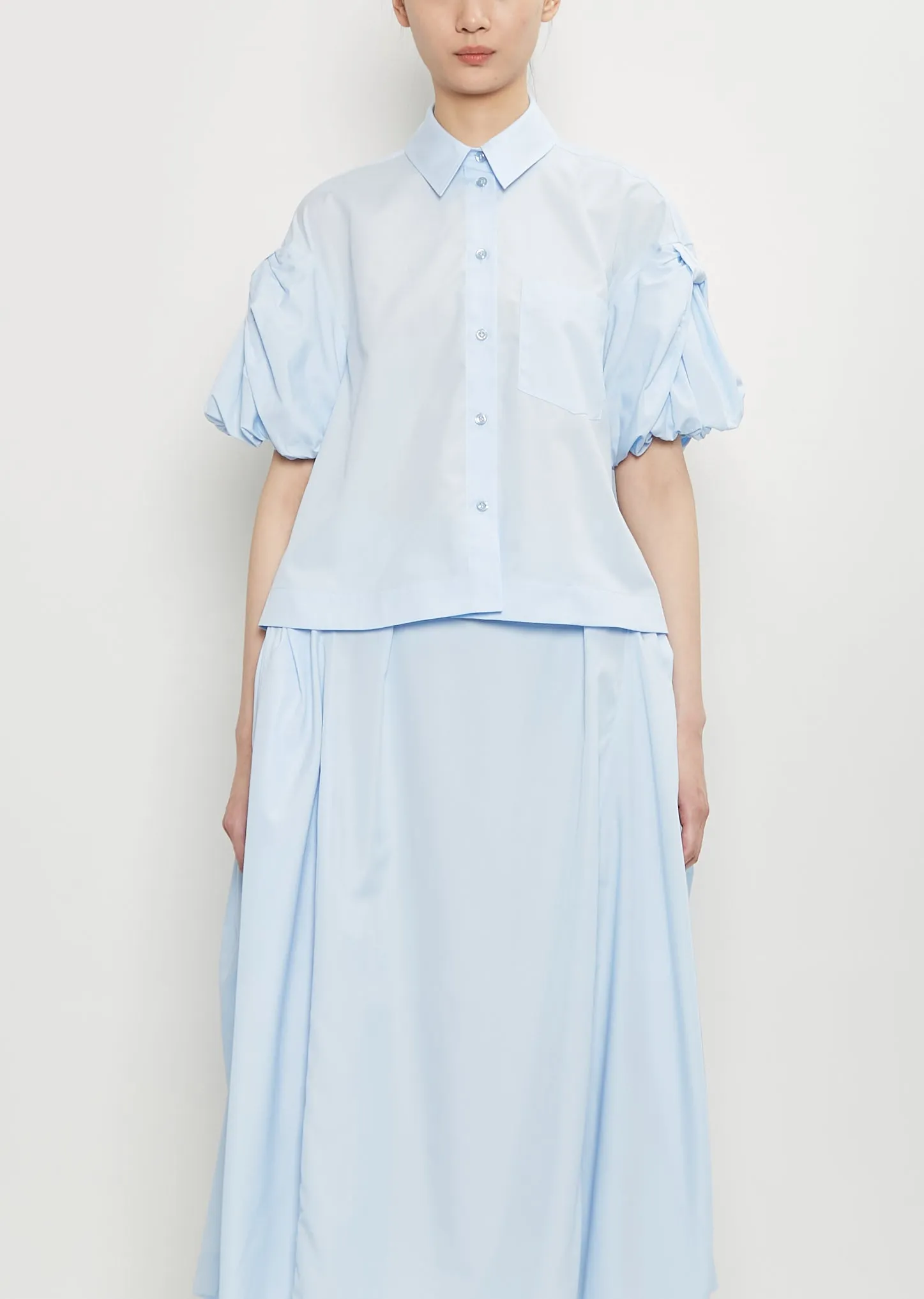 Cotton Bow Sleeve Cropped Shirt sold by La Garconne