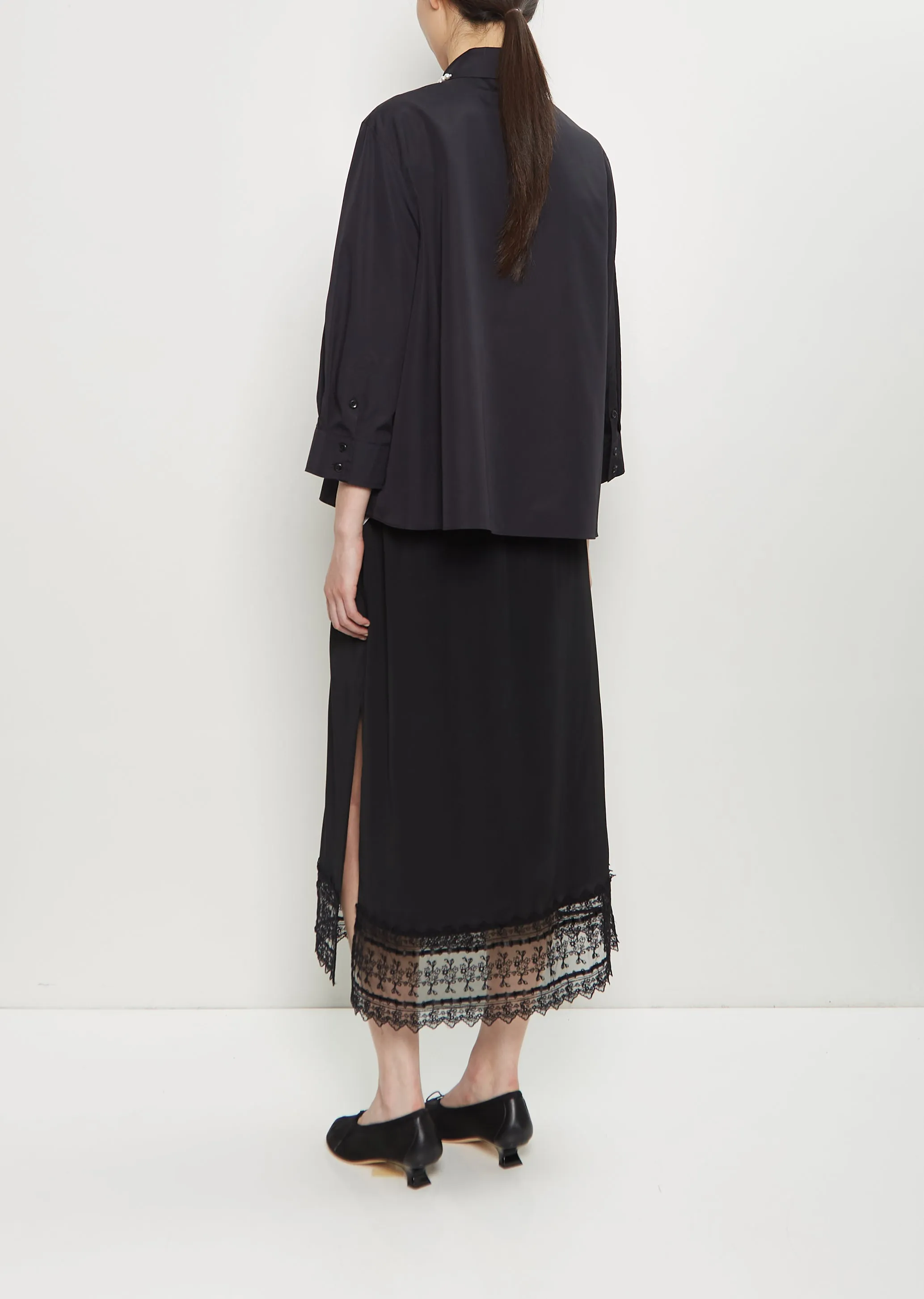 Cotton Embellished Cropped Shirt — Black sold by La Garconne product image thumbnail 3