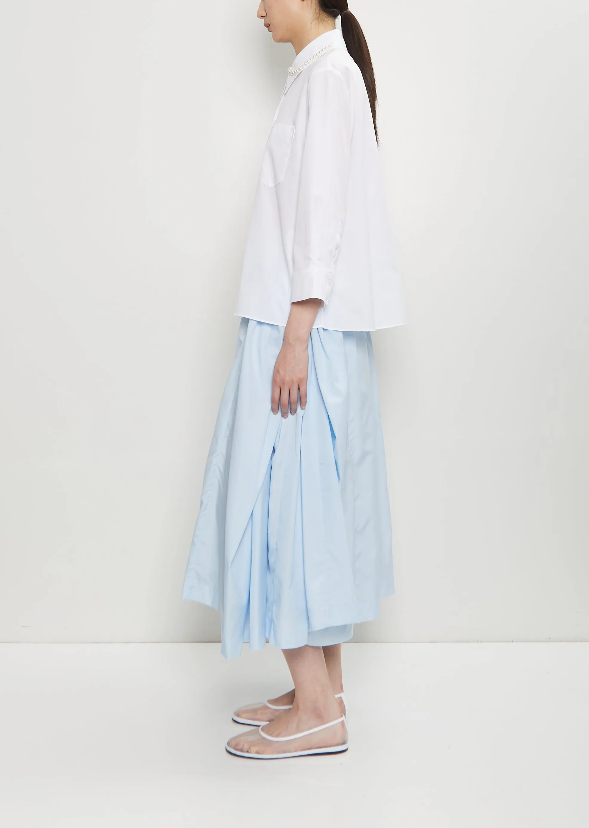 Cotton Embellished Cropped Shirt — White sold by La Garconne product image thumbnail 2