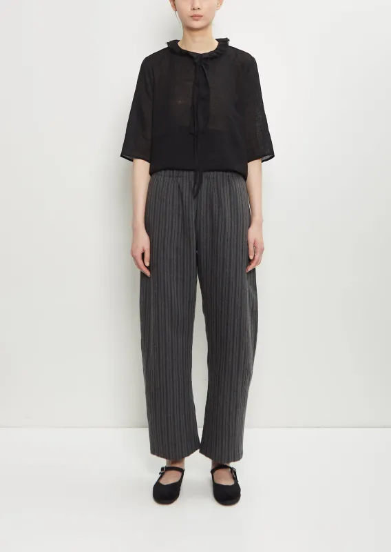 Linen Wool Stripe Wide Pull On Pant sold by La Garconne