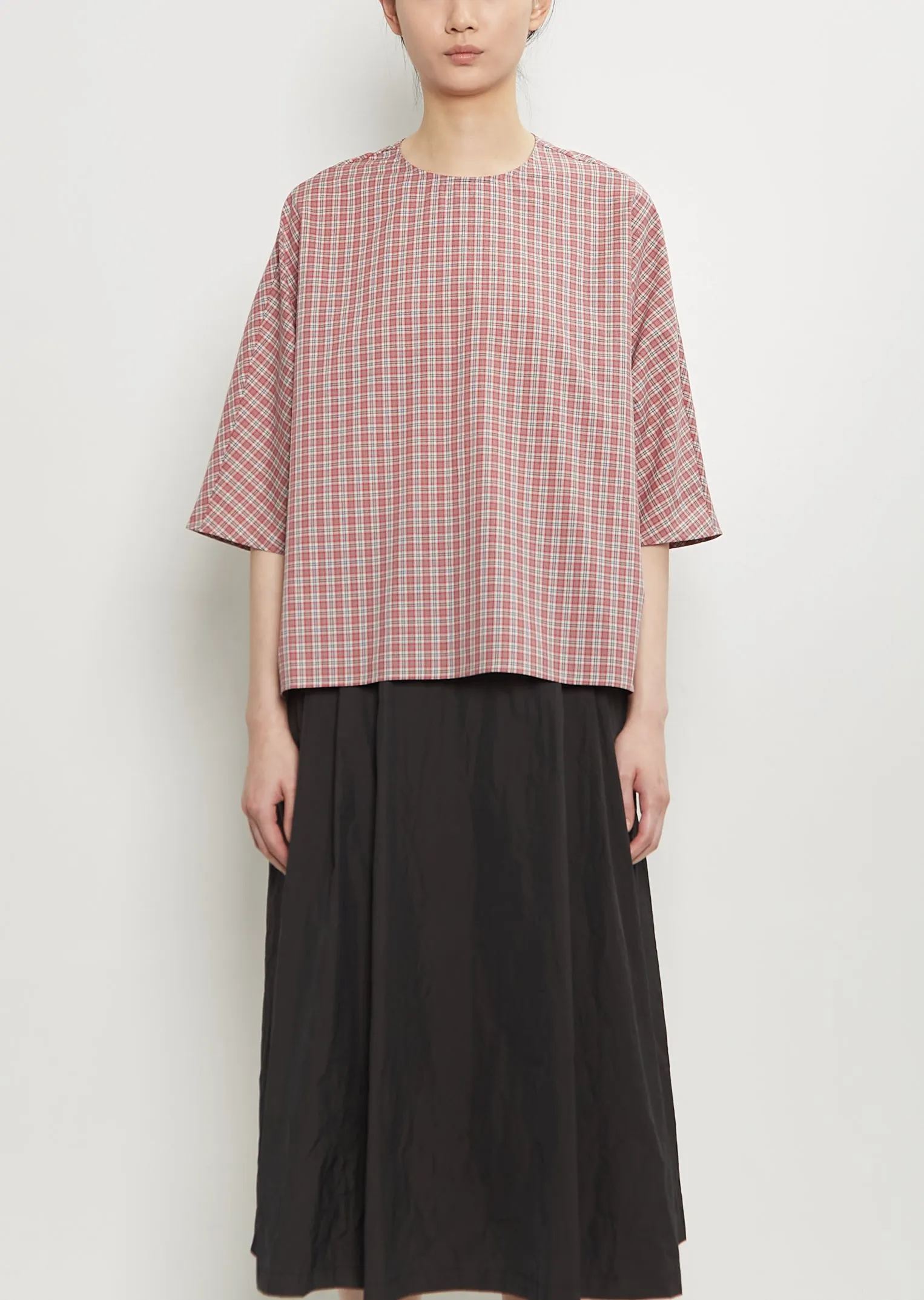 Cotton Plaid Boxy Top sold by La Garconne